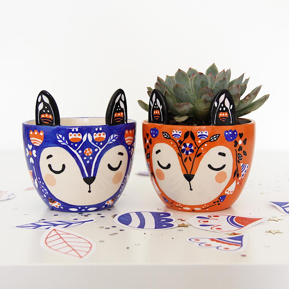 renards pots de fleurs - krafty k design