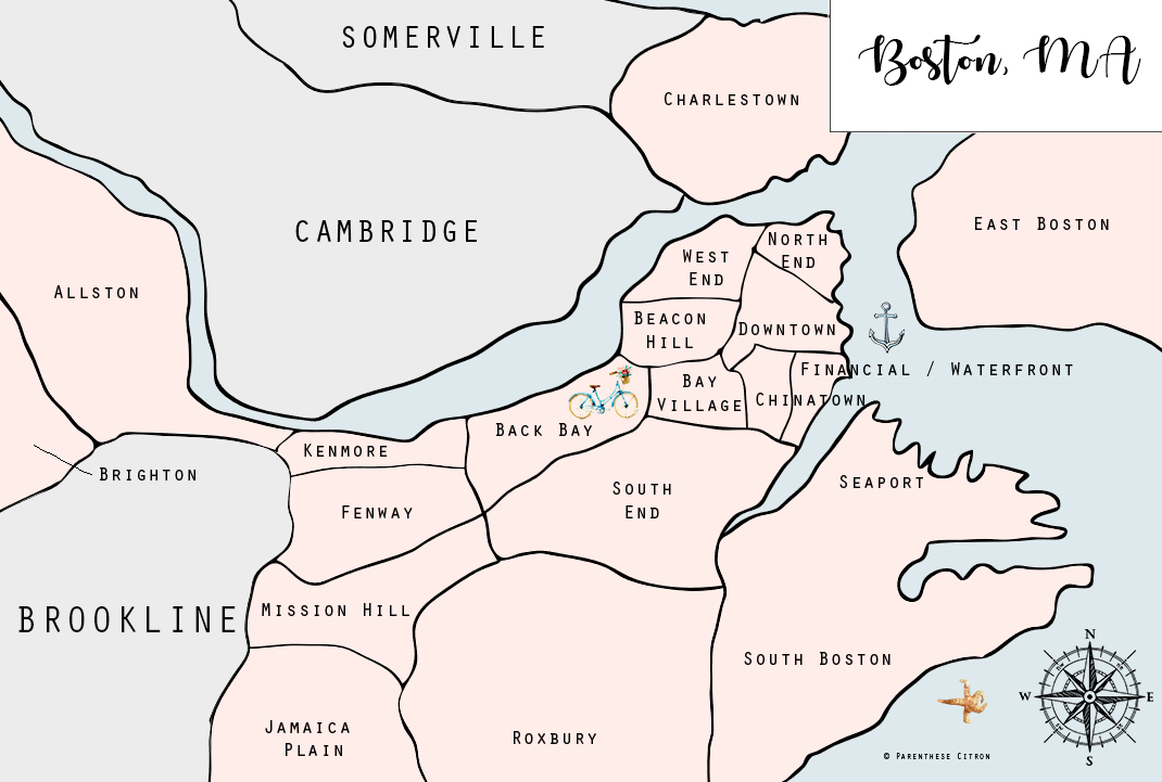 carte boston avec quartiers