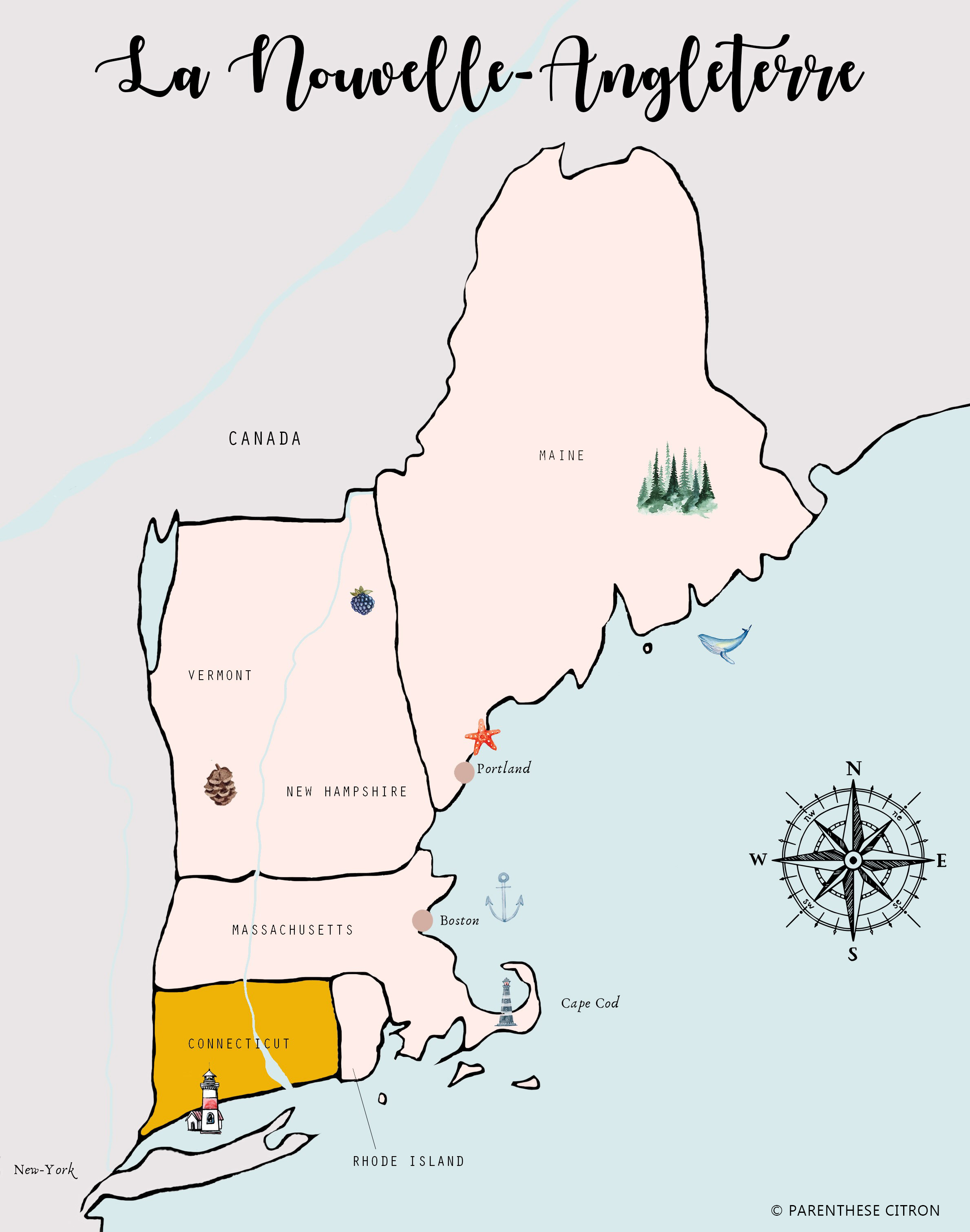 CONNECTICUT tourist map